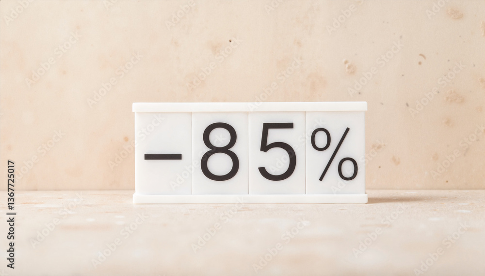 Fototapeta premium Discount Sale -85% on White Background 