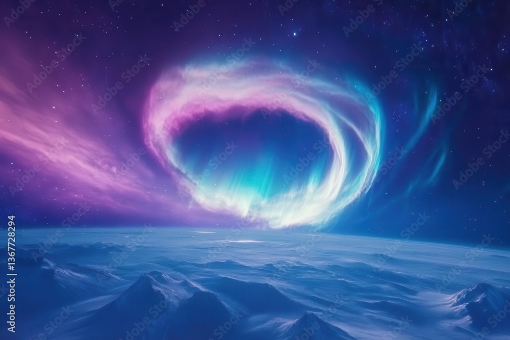 deep space aurora phenomenon swirling cosmic gases in electric blues and magnetic purples create ethereal celestial dance