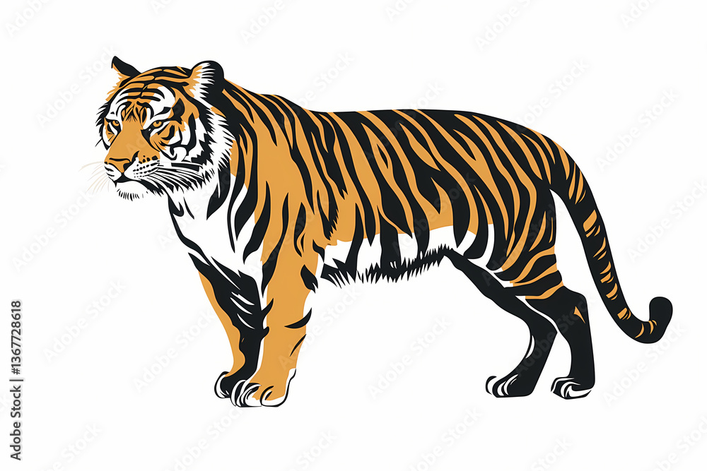 Obraz premium Tiger silhouette on white background vector design
