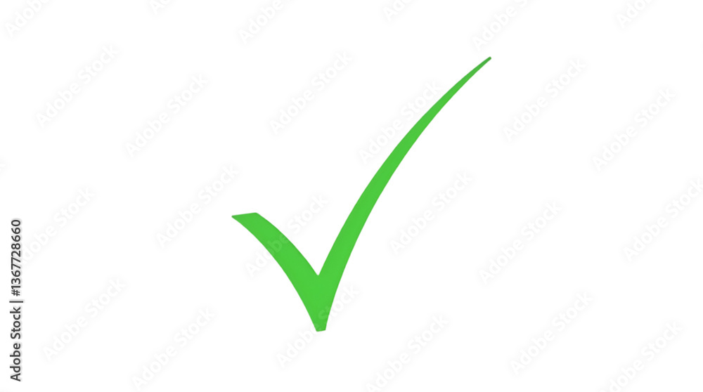 Green tick mark symbol indicating approval, success, or confirmation on a white background
Green tick mark symbol indicating approval, success, or confirmation on a white background