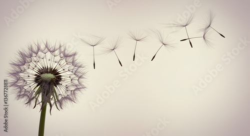 Wallpaper Mural Dandelion seed dispersal sequence featuring fluff carried gracefully by the wind Torontodigital.ca