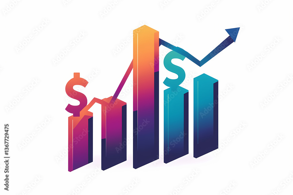 Upward graph with dollar, success, vector logo design