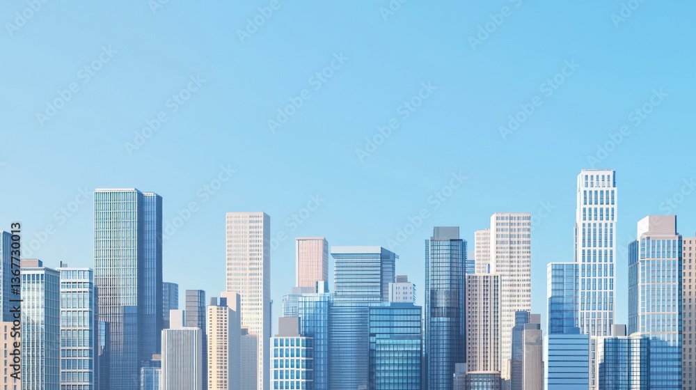 Modern City Skyline under a Clear Blue Sky Modern City Skyline under a Clear Blue Sky