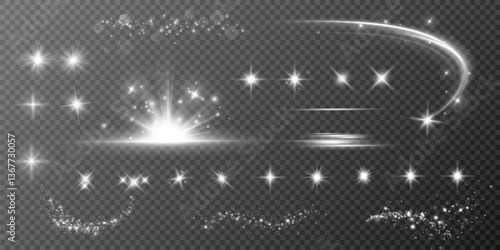 Magic spiral with sparkles.White light effect.Glitter particles with lines.Swirl effect.Texture of cold winter wind. Holiday vector snowstorm. Christmas cold snowstorm effect.Light effect.	