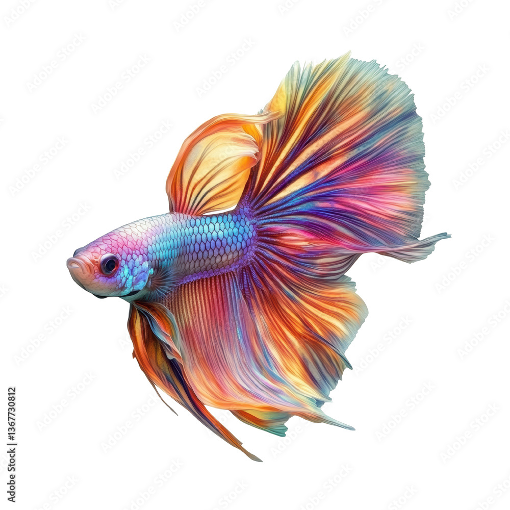 Fototapeta premium Radiant Betta Fish: A Splash of Color with Transparent Background