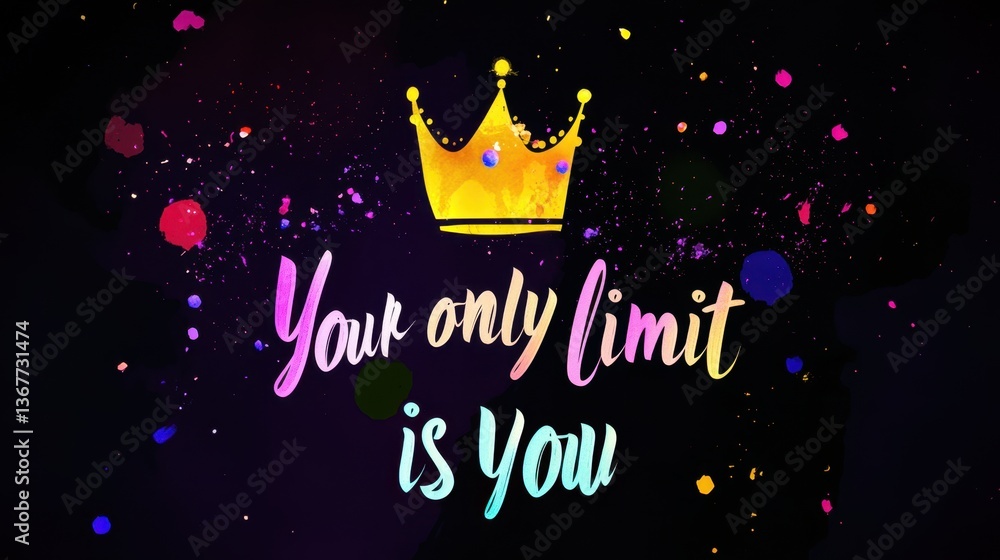 Inspirational Quote with Colorful Crown and Splash Background Design Inspirational Quote with Colorful Crown and Splash Background Design