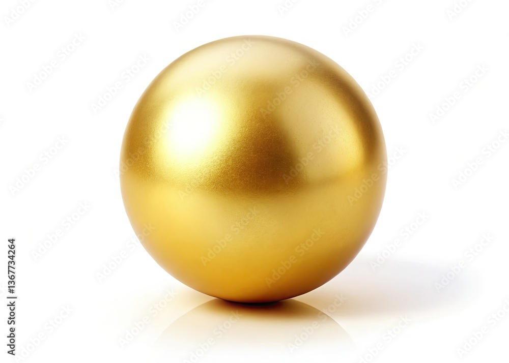 Obraz premium Aerial Drone Shot Golden Sphere, Isolated White Background, Luxury Product Photography, 3D Render, Golden Ball Image, Stock Photo