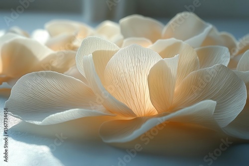 Obraz na płótnie delicate organic composition of translucent flower petals in cream and ivory creating abstract natural patterns with soft shadows w salonie