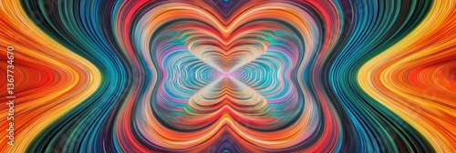 Colorful mirrored abstract curves converging to center