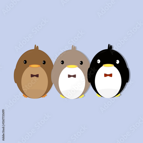 illustration of three cute penguins