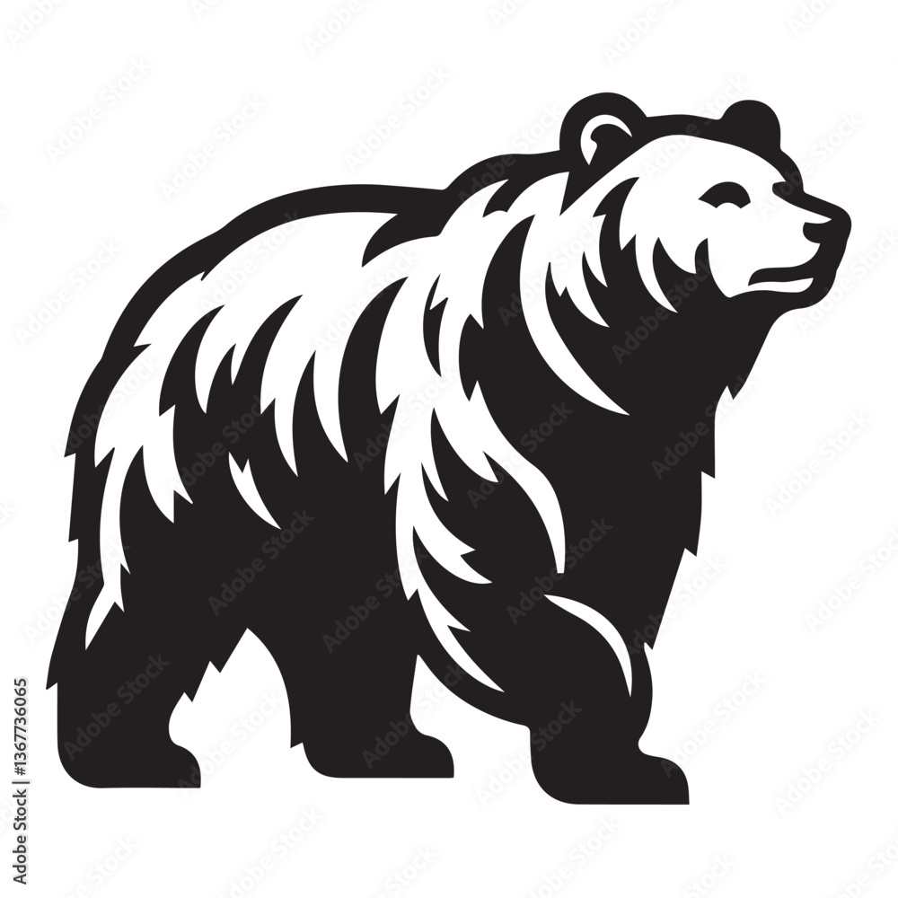 Bear silhouette black and white vector icon Bear silhouette black and white vector icon