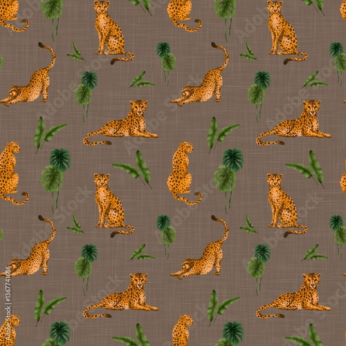 Canvas Print Leopard Tropics Pattern collection