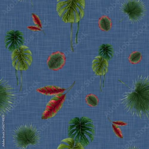 Canvas Print Leopard Tropics Pattern collection