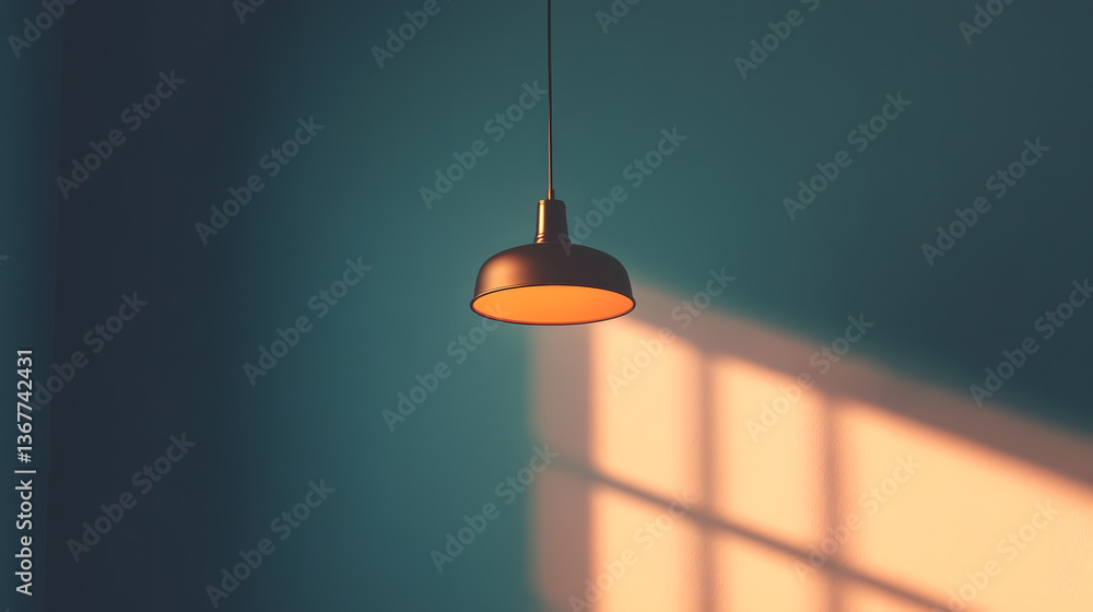 single overhead lamp casts soft shadow on wall, creating warm and inviting atmosphere. light and shadow interplay adds depth and texture to minimalist scene single overhead lamp casts soft shadow on wall, creating warm and inviting atmosphere. light and shadow interplay adds depth and texture to minimalist scene