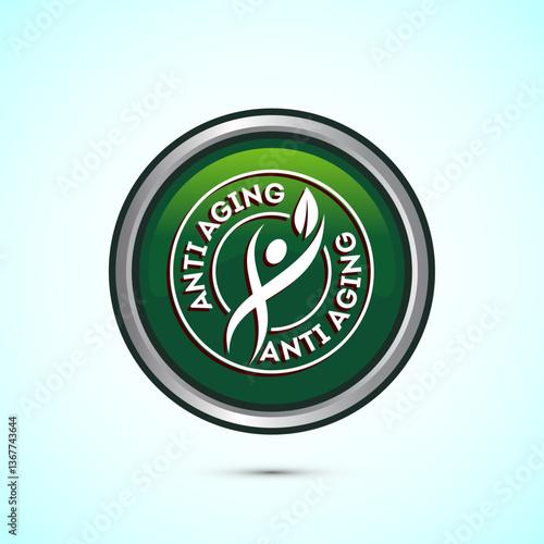 Anti aging icon design illustration. Icon for logo, mobile app, website, sign, symbol. Green color round button design