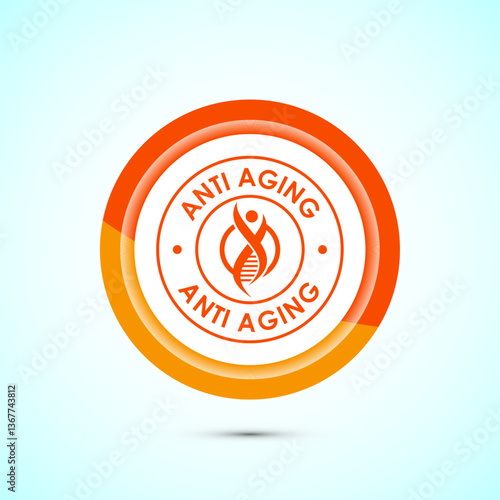 Anti aging icon design illustration. Icon for logo, mobile app, website, sign, symbol. Orange color button design