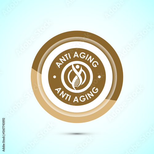 Anti aging icon design illustration. Icon for logo, mobile app, website, sign, symbol. Gold color button design