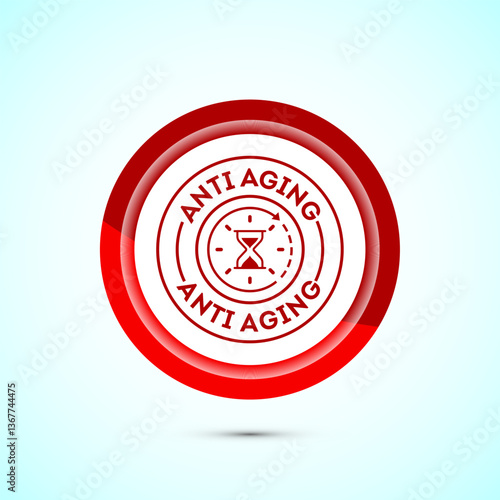Anti aging icon design illustration. Icon for logo, mobile app, website, sign, symbol. Red color button design