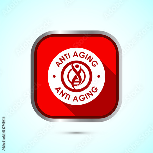 Anti aging icon design illustration. Icon for logo, mobile app, website, sign, symbol. Red color shadow button design