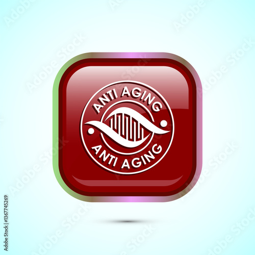 Anti aging icon design illustration. Icon for logo, mobile app, website, sign, symbol. Red color square button design