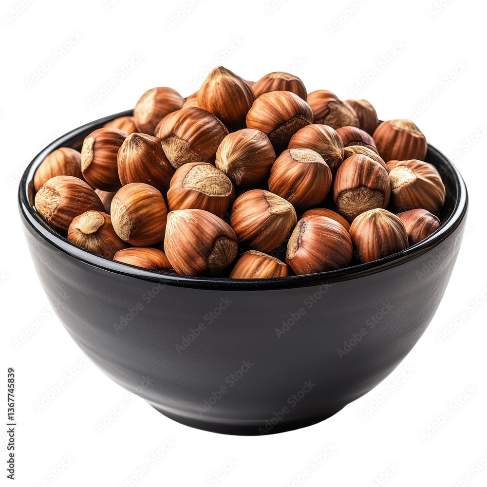 Hazelnuts in Black Bowl PNG Isolated Transparent White Background Cut Out Object 4K HD Download Hazelnuts in Black Bowl PNG Isolated Transparent White Background Cut Out Object 4K HD Download