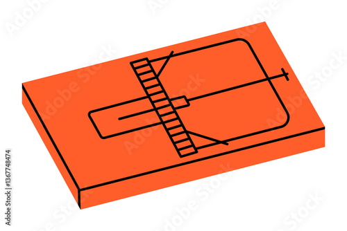 Hand drawn cute cartoon illustration of mouse trap. Flat vector temptation trial doodle. Deception of expectations concept sticker, icon or print. Greed or curiosity. Isolated.