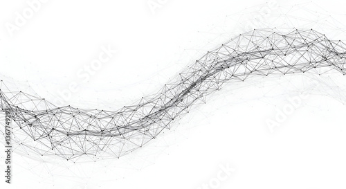 Abstract 3D Wireframe Network on White Background