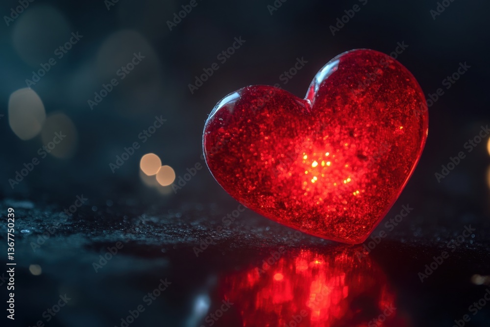 Luminous Red Heart: Symbol of Love, Passion, and Valentine's Day Radiance on a Dark Textured Surface Luminous Red Heart: Symbol of Love, Passion, and Valentine's Day Radiance on a Dark Textured Surface