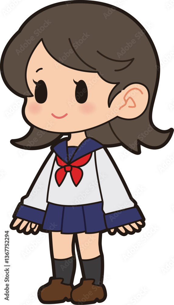 微笑むセーラー服の女の子 微笑むセーラー服の女の子