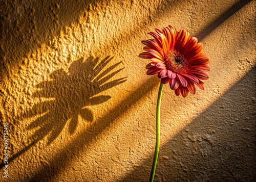 Macro Flower Shadow Wall Art: Intricate Floral Silhouette on Plaster