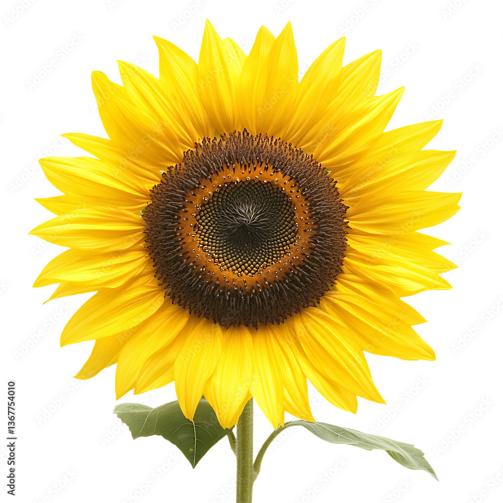 Fototapeta premium Bright Yellow Sunflower with Large Round Petals Isolated on Transparent Background