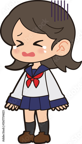 泣くセーラー服の女の子