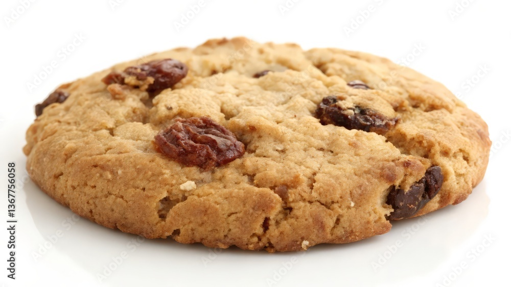 Close-Up of an Oatmeal Raisin Cookie on a White Surface
Close-Up of an Oatmeal Raisin Cookie on a White Surface