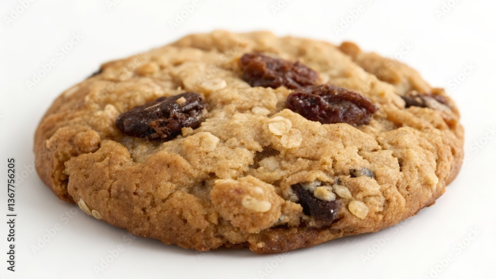 Close-Up of an Oatmeal Raisin Cookie on a White Surface
Close-Up of an Oatmeal Raisin Cookie on a White Surface