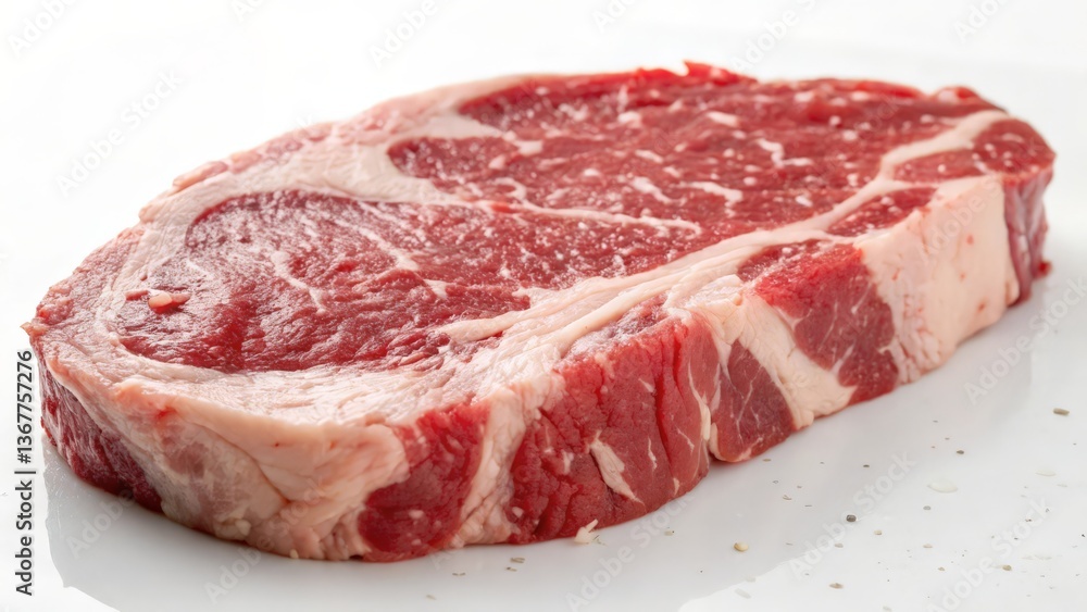 Raw Ribeye Steak on a White Surface with Marbled Fat Texture
Raw Ribeye Steak on a White Surface with Marbled Fat Texture