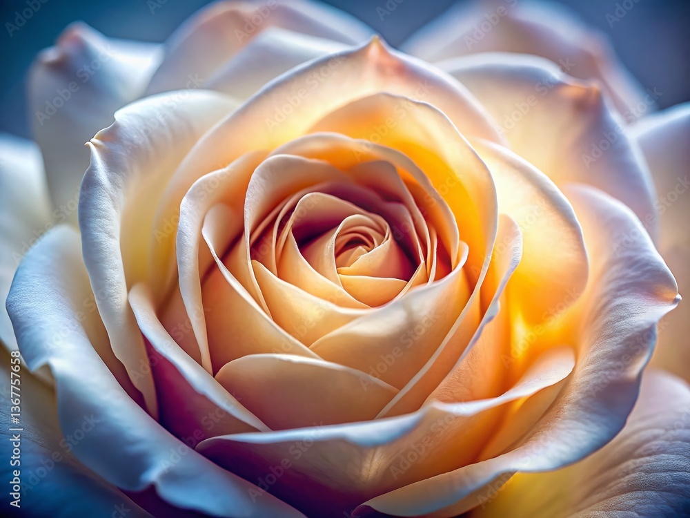Obraz premium Macro Photography of Delicate White Rose Petals, Close-Up Detail of Rosa Blanca