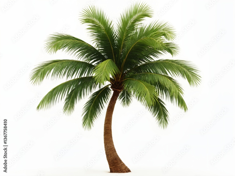 Fototapeta premium Tropical Palm Tree Against White Background