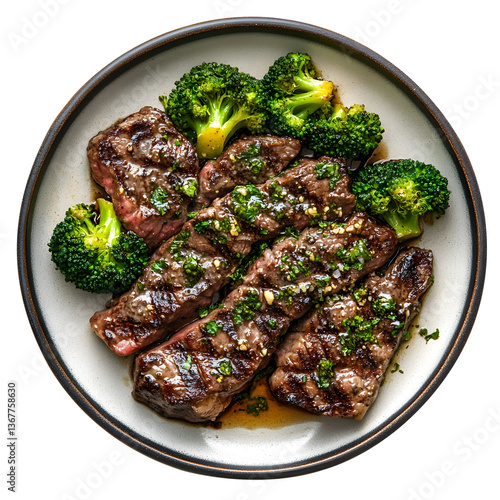 Gourmet Steak Dinner: Juicy Medium-Rare Filet Mignon with a Rich Creamy Peppercorn Sauce, Topped with a Melted Butter Square, Served Alongside Steamed Broccoli on a Elegant White Plate