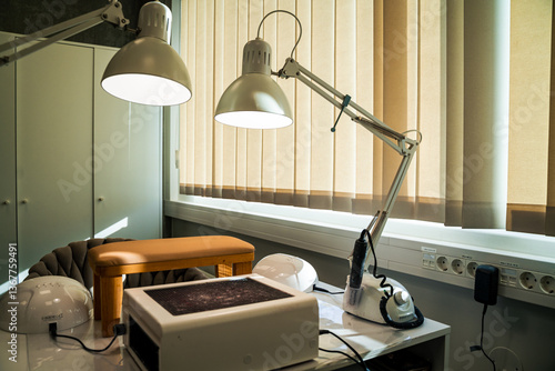 Professional nail salon equipment setup