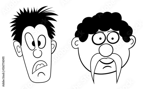 Doodle set of people faces