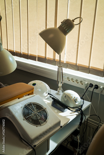 Professional nail salon equipment setup