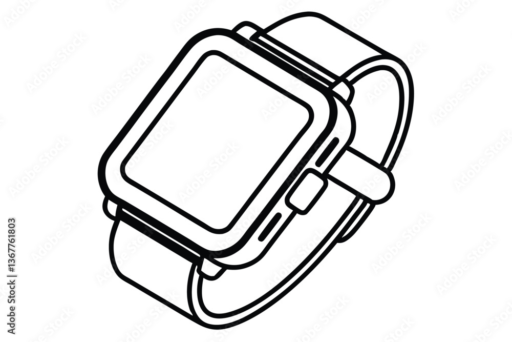 Sleek Smartwatch Line Art Vector – Modern & Minimalist Design Sleek Smartwatch Line Art Vector – Modern & Minimalist Design