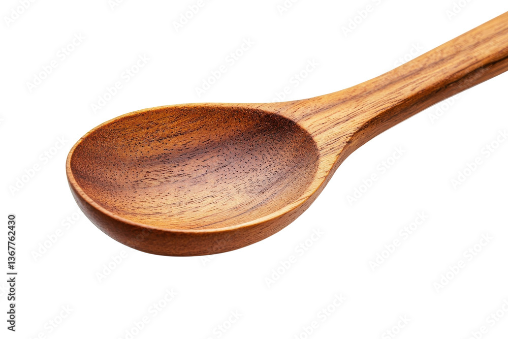 Handcrafted wooden spoon resting on a clean white surface, showcasing its natural beauty and texture isolated on transparent background Handcrafted wooden spoon resting on a clean white surface, showcasing its natural beauty and texture isolated on transparent background