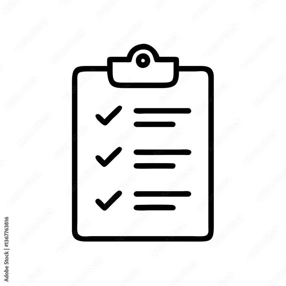 Checklist with empty lines and checkmarks on a clipboard for organization and planning Checklist with empty lines and checkmarks on a clipboard for organization and planning