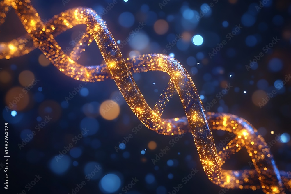 Glowing Golden DNA Double Helix Abstract Background Glowing Golden DNA Double Helix Abstract Background