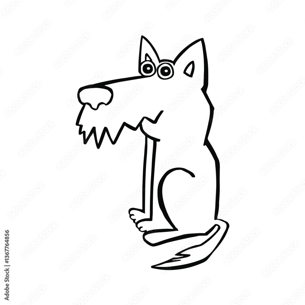 Fototapeta premium children wolf line vector hand drawn