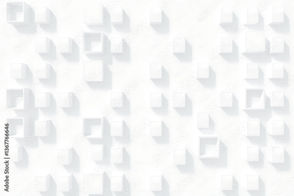 Abstract Geometric Pattern of White Square Boxes on a Wall Abstract Geometric Pattern of White Square Boxes on a Wall