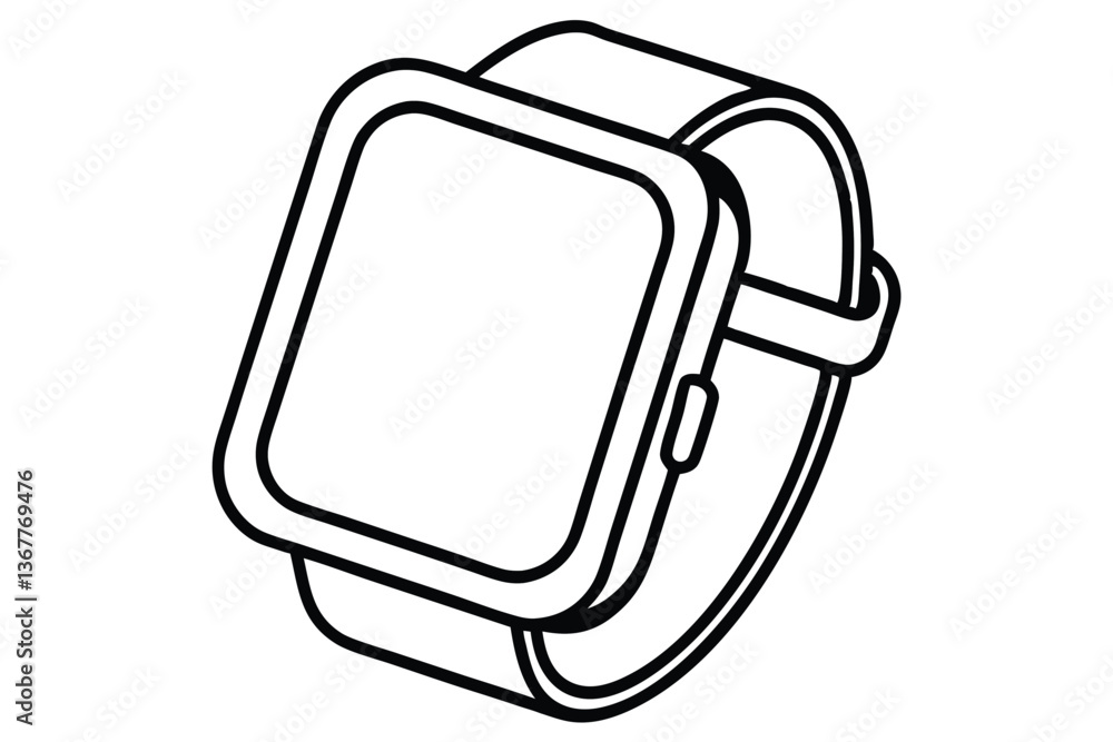 Fototapeta premium Sleek Smartwatch Line Art Vector – Modern & Minimalist Design