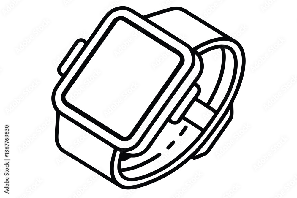 Sleek Smartwatch Line Art Vector – Modern & Minimalist Design Sleek Smartwatch Line Art Vector – Modern & Minimalist Design