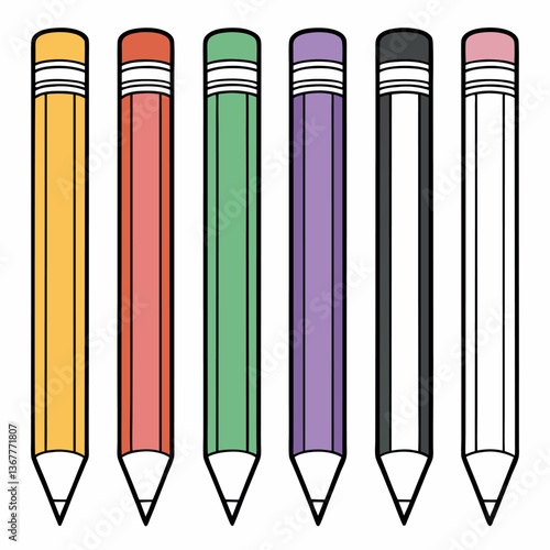 9 different pencil designs and colors in one line.